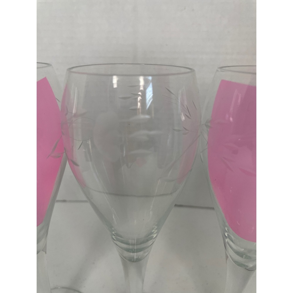 Vintage Princess House 3 Tulip Champagne Flutes Etched HeritageGlasses 7 3/4" - Picture 2 of 4